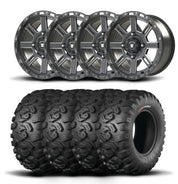 Set of Four Bullite Lancer Wheels 14" Gray And Kenda K3201 Mastodon HT Tires [28x9R-14]