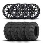 ITP Hurricane 12" Matte Black Wheels And Mud Lite Tires [28x12-12]