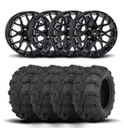 ITP Hurricane 12" Matte Black Wheels And Mud Lite Tires [28x12-12]