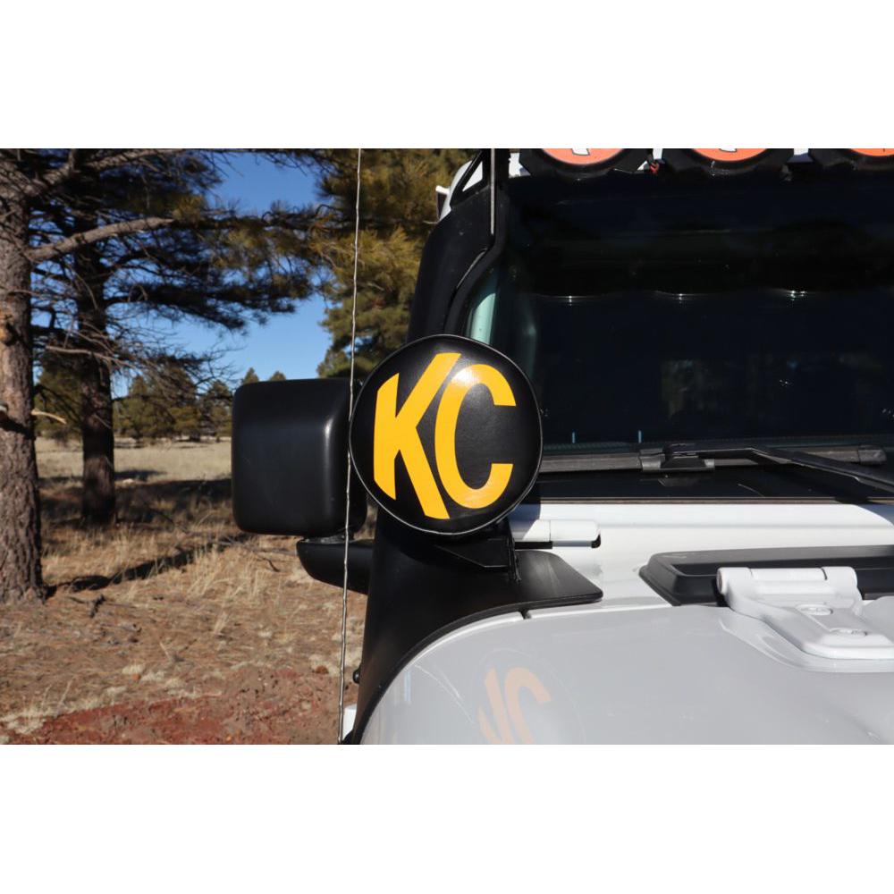 KC HiLiTES Cover; 6" Vinyl Black w/ Yellow KC Soft (pr) 5102