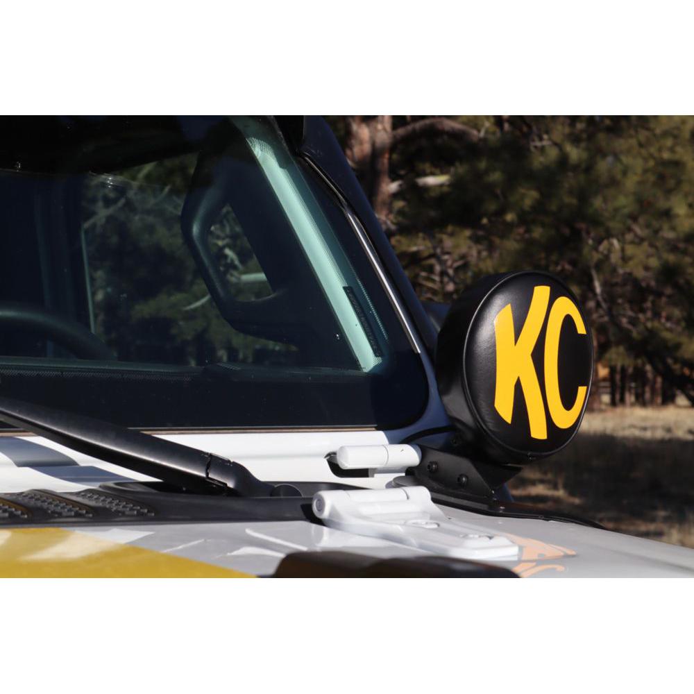 KC HiLiTES Cover; 6" Vinyl Black w/ Yellow KC Soft (pr) 5102