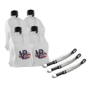 VP Racing 4 Pack Patriotic 5.5 Gallon Square Utility Jugs + 3 Deluxe Fill Hoses