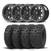 Set of Four Bullite Rider Wheels 14" Gray And Kenda K587 Bearclaw HTR Tires [28x11R-14]