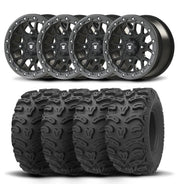 Set of Four Bullite Rider Wheels 14" Gray And Kenda K587 Bearclaw HTR Tires [28x11R-14]