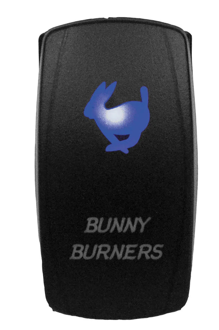 DragonFire Racing Laser-Etched Dual LED Switch - Bunny Burner on/off - Blue - 04-0068