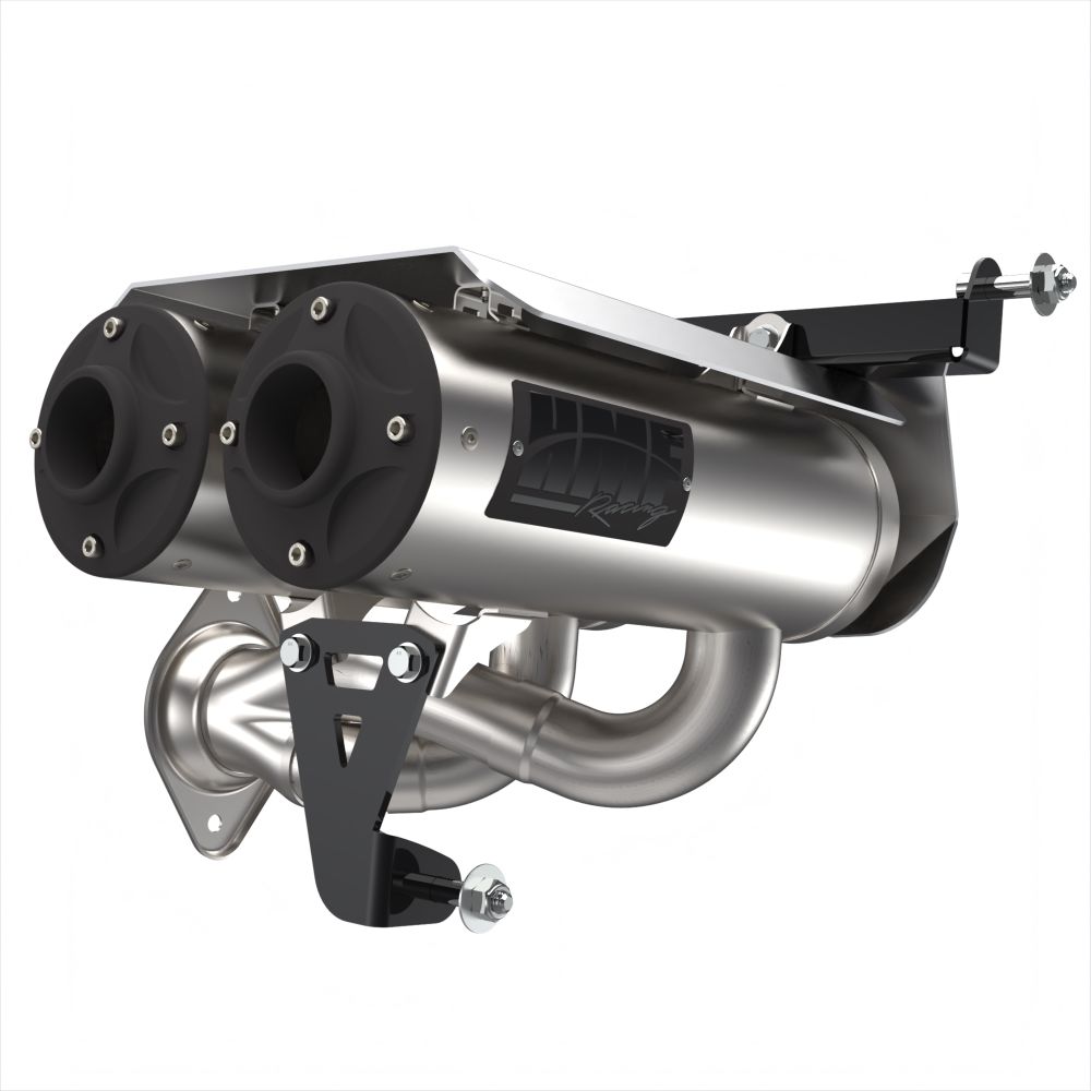 HMF Muffler Polaris RZR Pro R 22-24 Stainless Titan-QS Dual Slip On Exhaust Blackout End Cap
