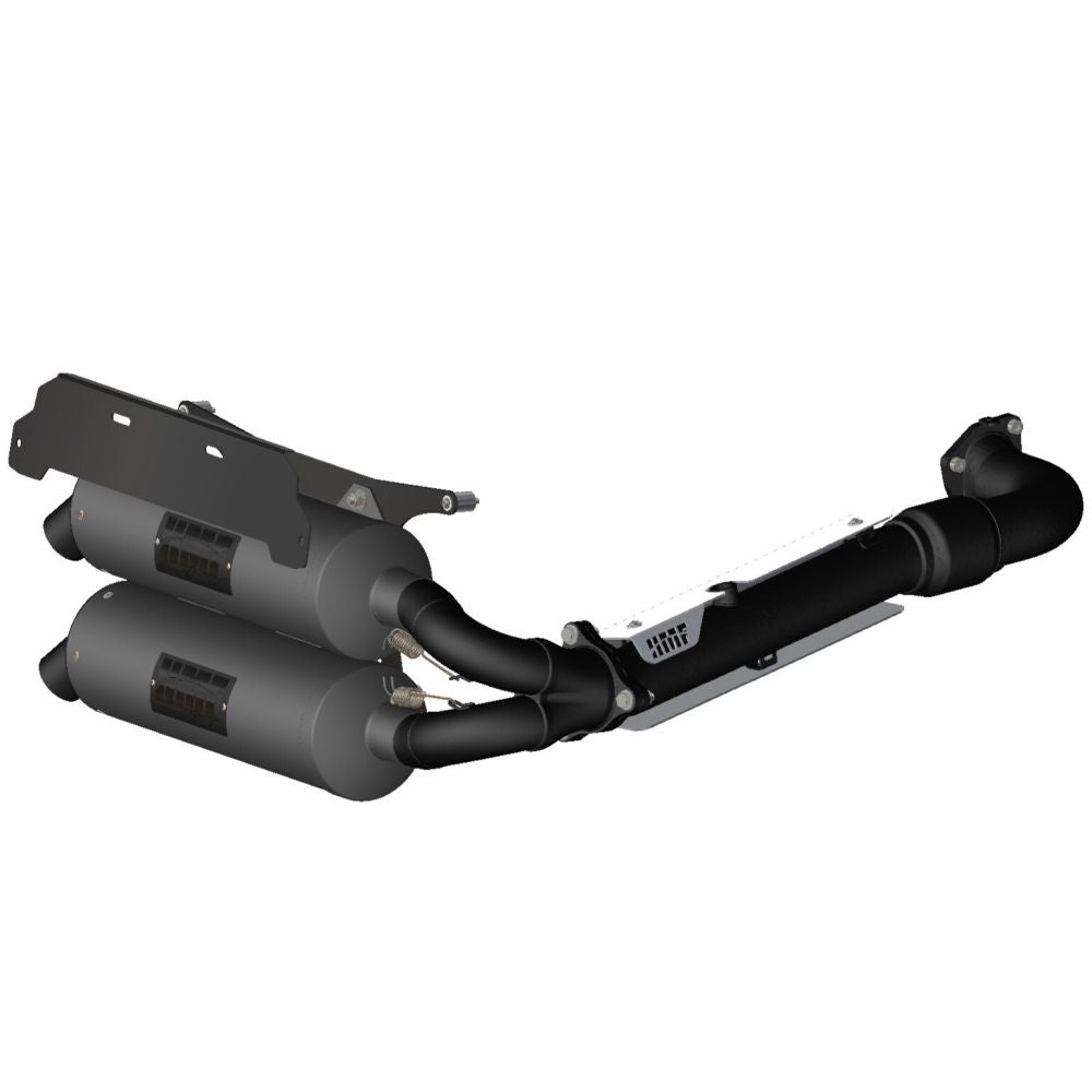 HMF Muffler Polaris RZR Turbo R 22-25 Gun Metal Titan-QS Dual Full System Exhaust Blackout End Cap