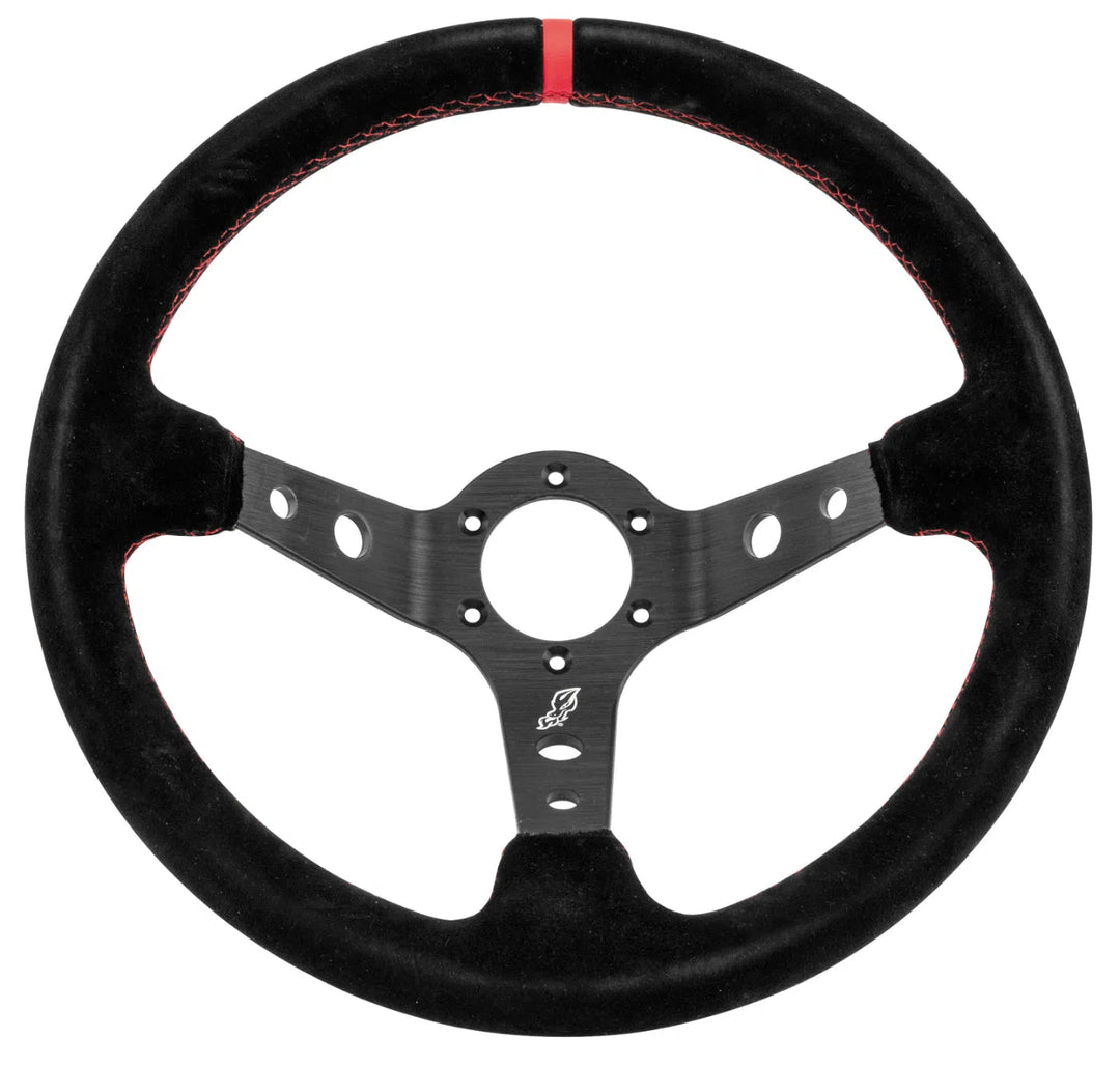 DragonFire Racing Steering Wheel - Sport - Suede - Black/Red - 2.5" offset - 04-0801