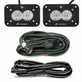 Baja Designs Reverse Light Kit Pair Black Flush Mount S2 Sport Series Wide Cornering Pattern Clear Lens Universal 547807