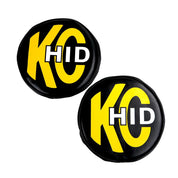 KC HiLiTES 8" Light Cover - Soft Vinyl - Pair - Black w/ Yellow KC HID Logo