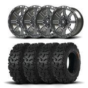 Set of Four Bullite Lancer Wheels 14" Gray And Kenda K587 Bearclaw HTR Tires [27x9.5R-14]