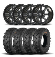 Set of Four Bullite Lancer Wheels 14" Black And Kenda K592 Bearclaw EVO Tires [28x9-14]