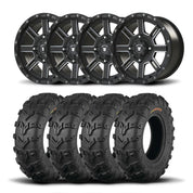 Set of Four Bullite Lancer Wheels 14" Black And Kenda K592 Bearclaw EVO Tires [28x11-14]