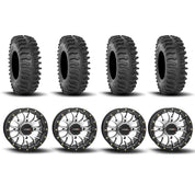 System 3 ST-3 Simulated Beadlock Machined/Gloss Black 20" Wheels And XT400 Tires [33x9.5R-20]