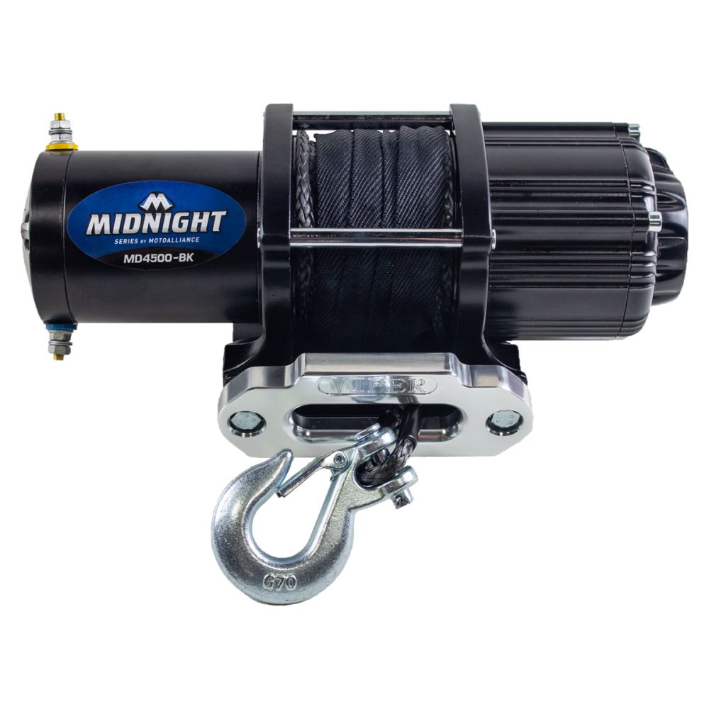 Viper Midnight ATV Winch Kit 3000 lb With 50 Feet Black Synthetic Rope With Mount