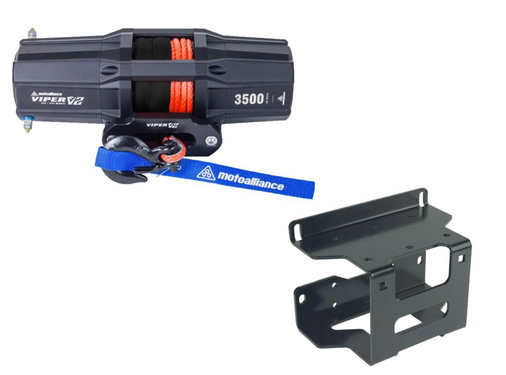 Viper V2 ATV Winch Kit 3500 lb Standard Spool With 40 Feet Black Synthetic Rope With Mount For Polaris 300/400/Hawkeye 300 2008-2010