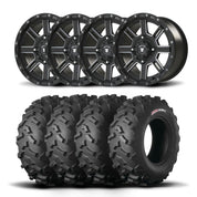 Set of Four Bullite Lancer Wheels 15" Black And Kenda K3203 Mastodon AT Tires [33x10R-15]