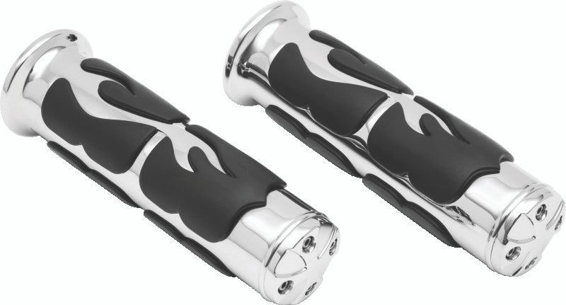 Kuryakyn Chrome ISO Flame Grips Metric Universal 1in 6262