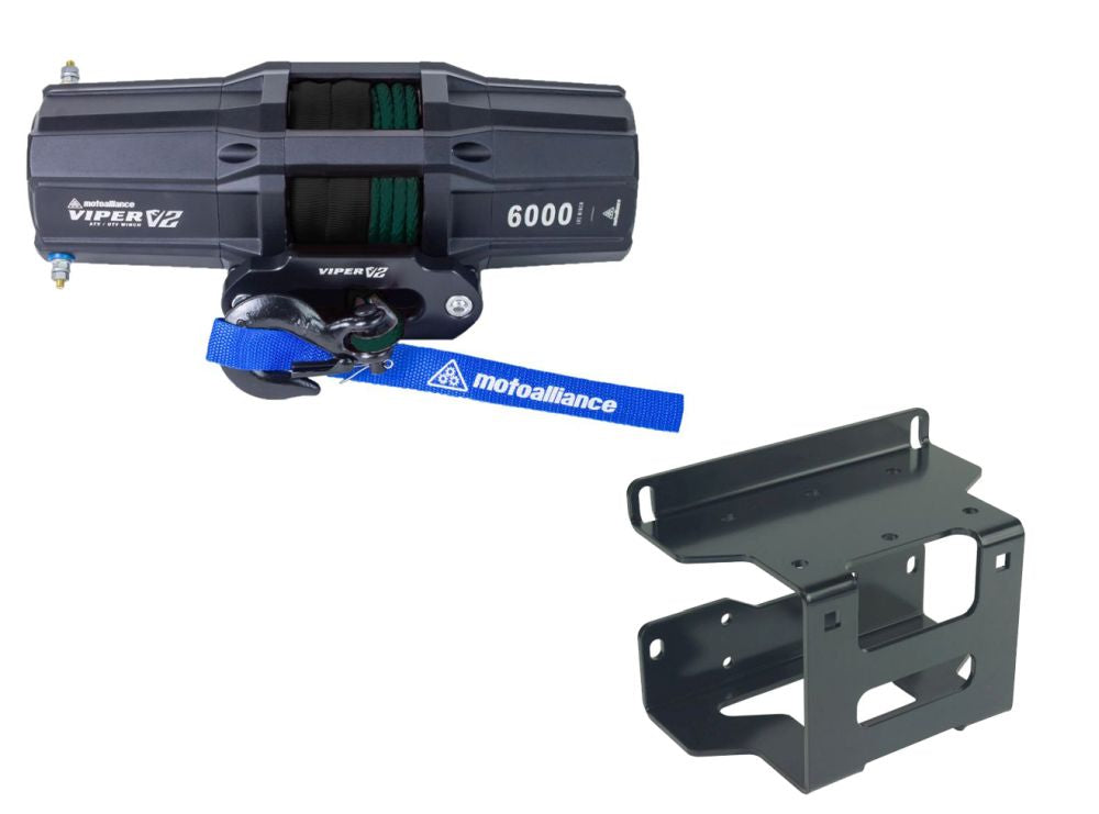 Viper V2 ATV Winch Kit 3500 lb Standard Spool With 40 Feet Black Synthetic Rope With Mount For Polaris 300/400/Hawkeye 300 2008-2010