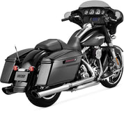 Vance And Hines Twin Slash Muffler Round Slip On Exhaust Chrome With Fuelpak FP3