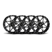 ITP Set of Four Tornado Alloy Wheels Matte Black Wheels 14x7 4/4 2+5
