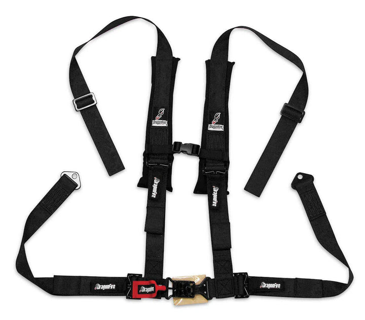 DragonFire Racing Harness Restraint - Black - H-Style - 4-Point - 2" Buckle - 14-0025