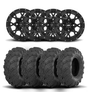 ITP Hurricane 14" Matte Black Wheels And Mud Lite Tires [28x10-14]