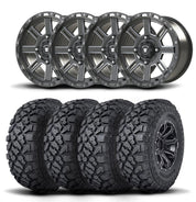 Set of Four Bullite Lancer Wheels 14" Gray And Kenda K3204R Klever XT Tires [32x10R-14]