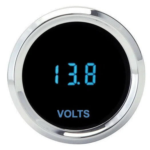 Dakota Digital Solarix Series Round Bezel Voltmeter Gauge Blue Display SLX-05-1