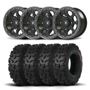Set of Four Bullite Ruler Wheels 14" Gray And Kenda K587 Bearclaw HTR Tires [27x9.5R-14]