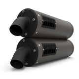 HMF Muffler Polaris RZR XP/4 Turbo/S 16-21 Gun Metal Titan-XL Dual Slip On Exhaust Blackout End Cap