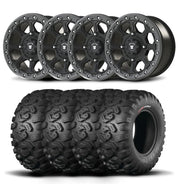 Set of Four Bullite Ruler Wheels 15" Gray And Kenda K3201 Mastodon HT Tires [33x10R-15]
