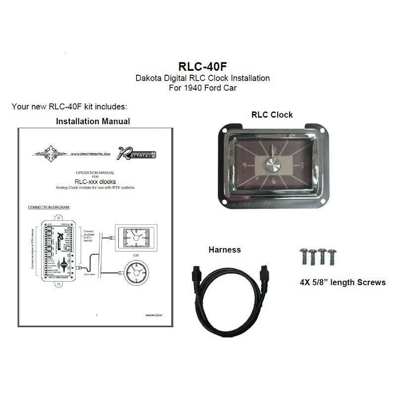 Dakota Digital 1940 Ford Car Analog Clock Gauge use with RTX System RLC-40F-X