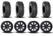 System 3 ST-4 Aluminum Gloss Black/Blue 20" Wheels And XT400 Tires [35x9.5R-20]