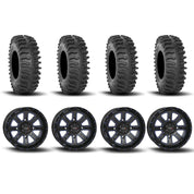 System 3 ST-4 Aluminum Gloss Black/Blue 20" Wheels And XT400 Tires [33x9.5R-20]