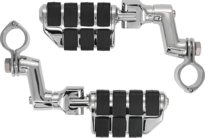 Kuryakyn Chrome Dually ISO Offset Highway Pegs With 1-1/4in Clamp (Pair) 7993