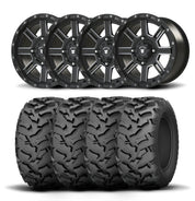 Set of Four Bullite Lancer Wheels 15" Black And Kenda K3203 Mastodon AT Tires [35x10R-15]