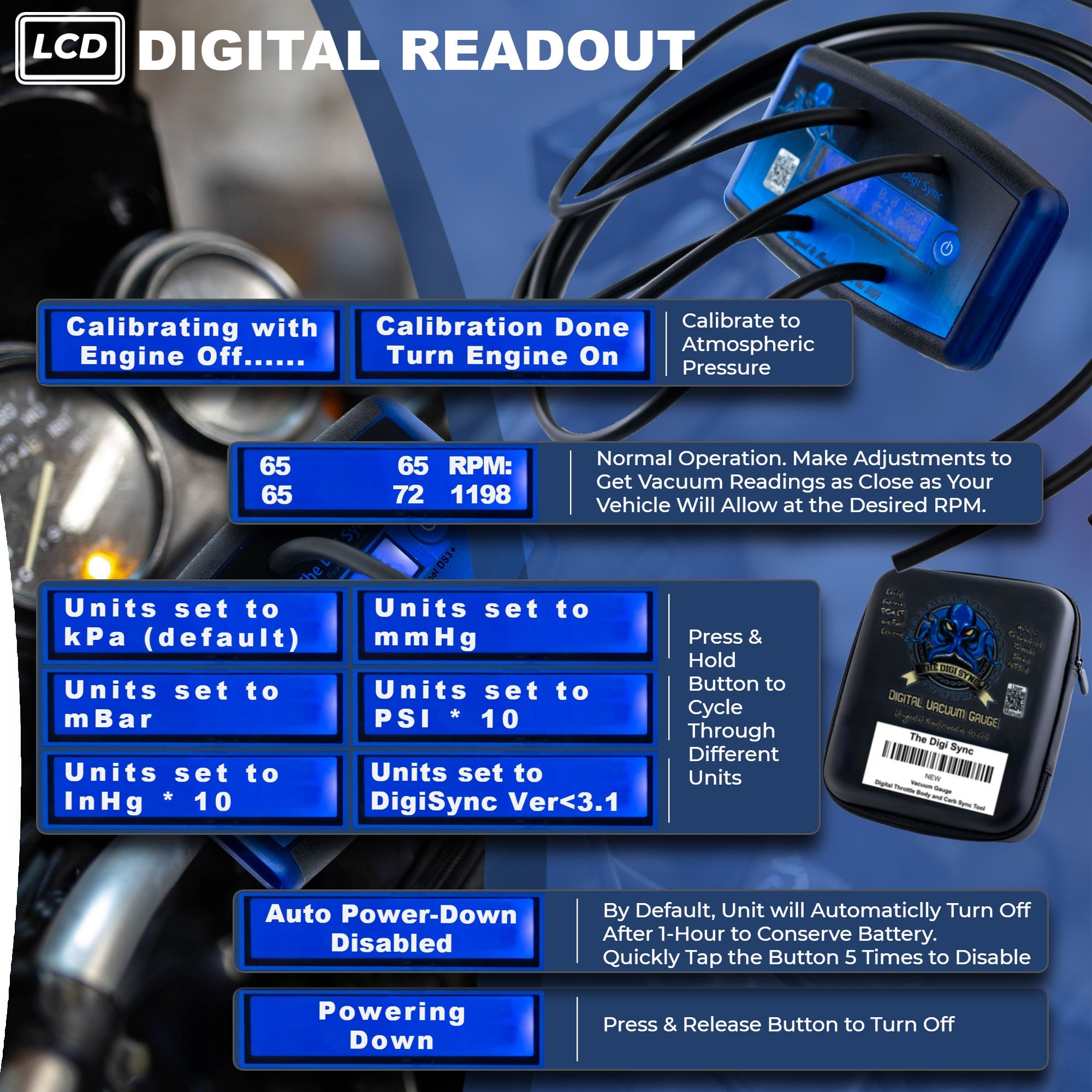 Digi-Sync Multi Channel Throttle Body Carburetor Synchronizer