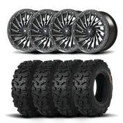 Set of Four Bullite Blade Wheels 14" Gray And Kenda K587 Bearclaw HTR Tires [26x9R-14]