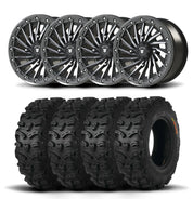 Set of Four Bullite Blade Wheels 14" Gray And Kenda K587 Bearclaw HTR Tires [26x9R-14]