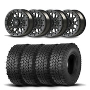 Set of Four Bullite Rider Wheels 14" Gray And Kenda K576A Kongur Tires [30x10R-14]