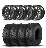 Set of Four Bullite Rider Wheels 14" Gray And Kenda K576A Kongur Tires [30x10R-14]