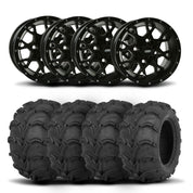 ITP Hurricane 14" Black Wheels And Mud Lite Tires [27x12-14]