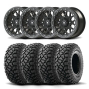 Set of Four Bullite Rider Wheels 14" Gray And Kenda K3204R Klever XT Tires [30x10-14]
