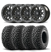 Set of Four Bullite Rider Wheels 14" Gray And Kenda K3204R Klever XT Tires [30x10-14]