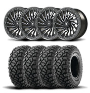 Set of Four Bullite Blade Wheels 15" Gray And Kenda K3204R Klever XT Tires [32x10R-15]