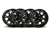 ITP Set of Four Storm Series Hurricane Wheels Black 14X7 4/110 2+5