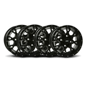 ITP Set of Four Storm Series Hurricane Wheels Black 14X7 4/110 2+5