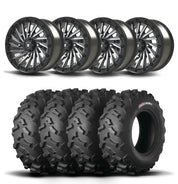 Set of Four Bullite Blade Wheels 14" Gray And Kenda K3203 Mastodon AT Tires [28x10R-14]