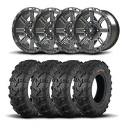 Set of Four Bullite Lancer Wheels 14" Gray And Kenda K592 Bearclaw EVO Tires [28x9-14]